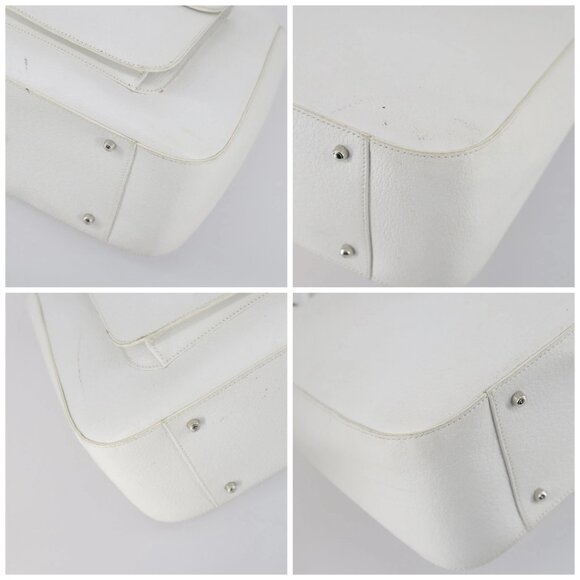 GUCCI Hand Bag Leather 2way White Silver - Picture 14 of 16